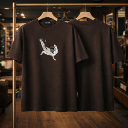 تیشرت باکسی گره طرح فرشته جنس ماکان رنگ موکا